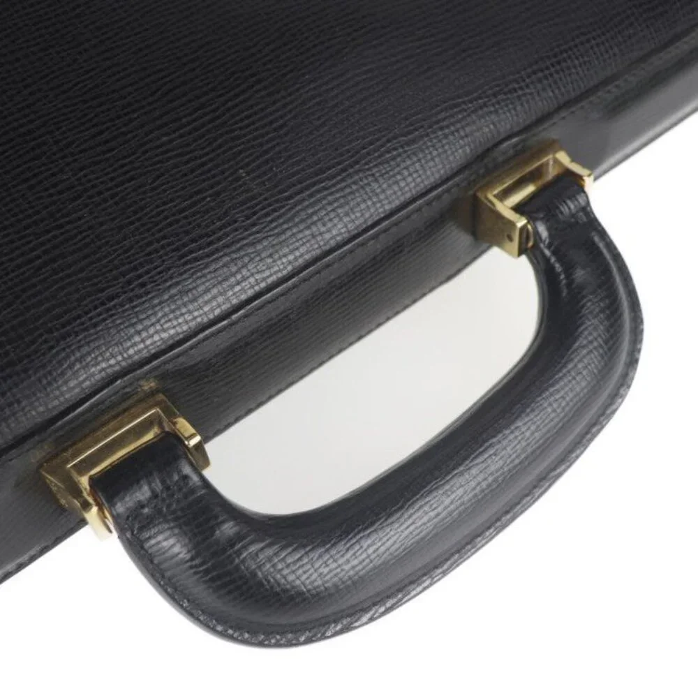 Loewe Briefcase Business Bag 13-50.70.002-1579 Leather Black Gold Hardware